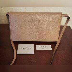 GUCCI Swing Beige Leather Cross Body Bag